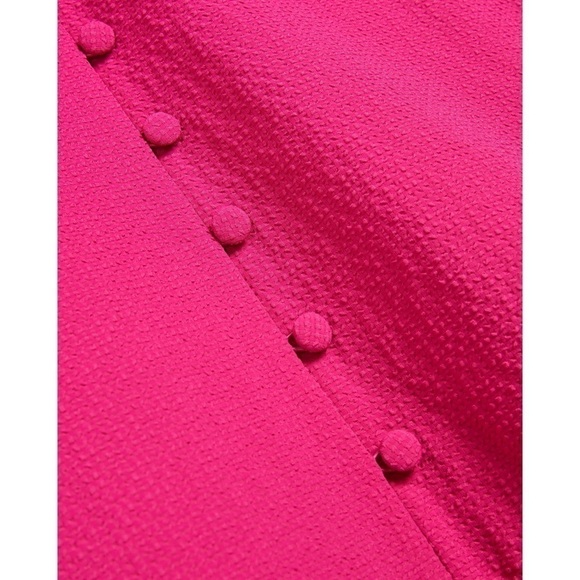 NWT TED BAKER Barbie Pink Sleeveless Button Front Tiered Ruffle Hem Midi Dress 2 - Picture 11 of 12